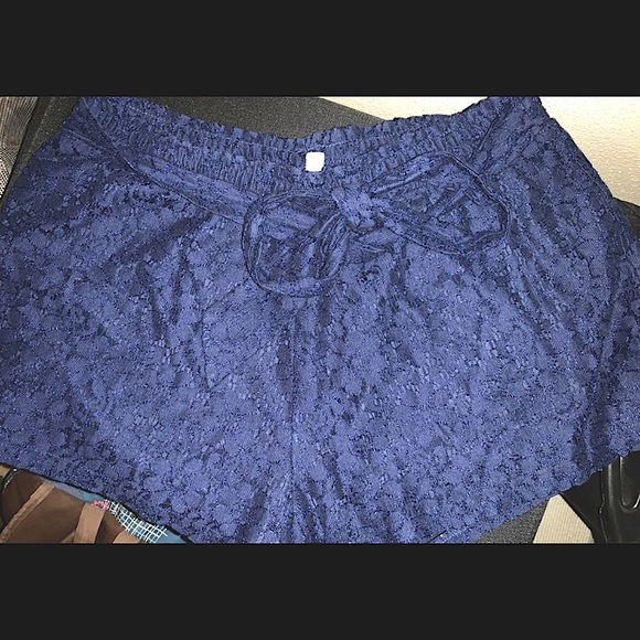 Anthropologie Shorts Womens Navy Blue Lace Shorts Poshmark